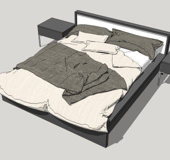 北欧双人床SU模型下载